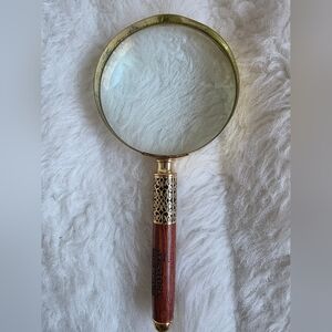 Vintage Design History Gold and Brown Magnifying Glass